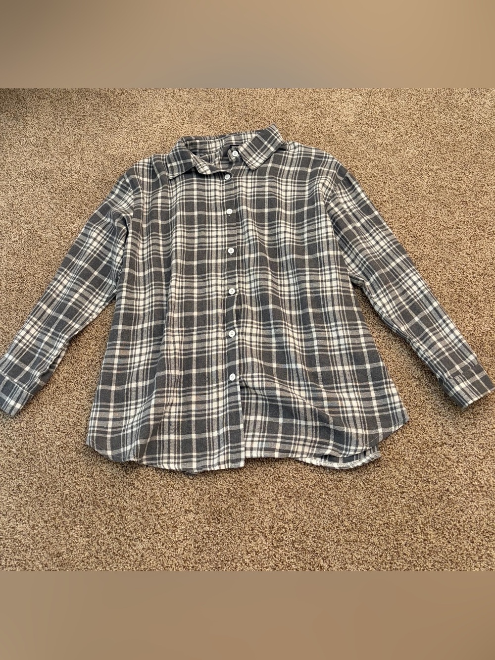 Gray Plaid Button-Front Flannel